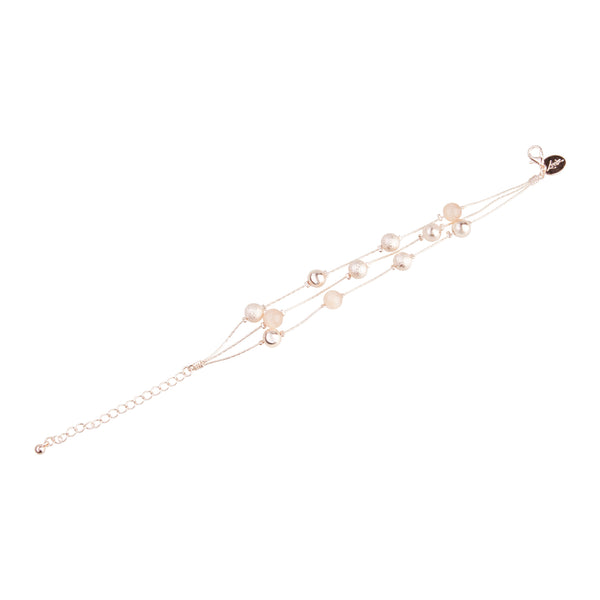 Rose Gold Mix Bead Cat Eye Chain Bracelet