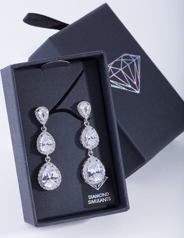 Crystal Trio Teardrop Earring