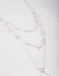 Silver Multi Row Y Shape Necklace - link has visual effect only