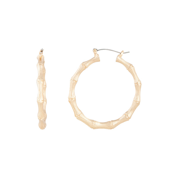 Gold Medium Bamboo Hoop Earrings