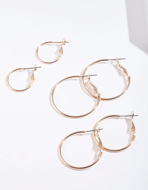 Gold Multi Size Hoop Earring Pack