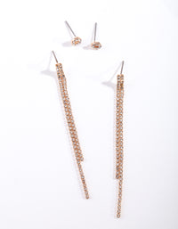 Gold Stud Drop Chain Earrings - link has visual effect only