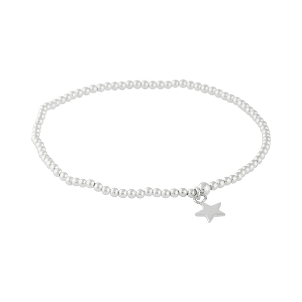 Sterling Silver Star Pendant Stretch Bracelet