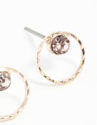 Rose Gold Geometric Circle Diamante Stud Earrings - link has visual effect only