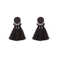 Black Classic Stud Tassel Earrings - link has visual effect only