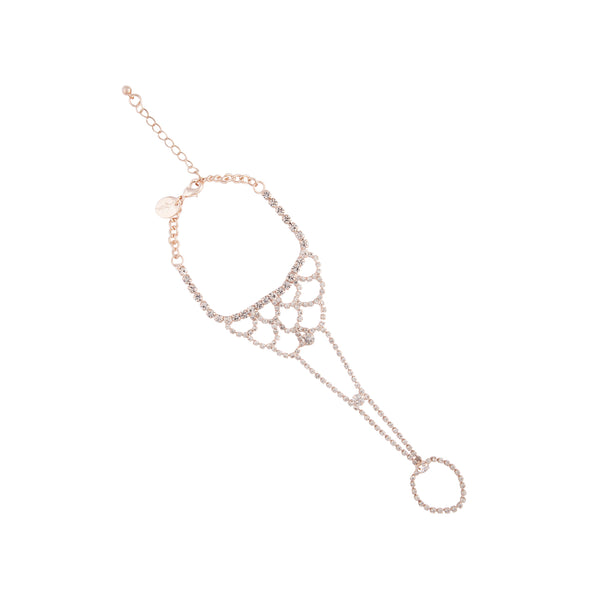 Rose Gold Carve Pattern Diamante Hand Chain