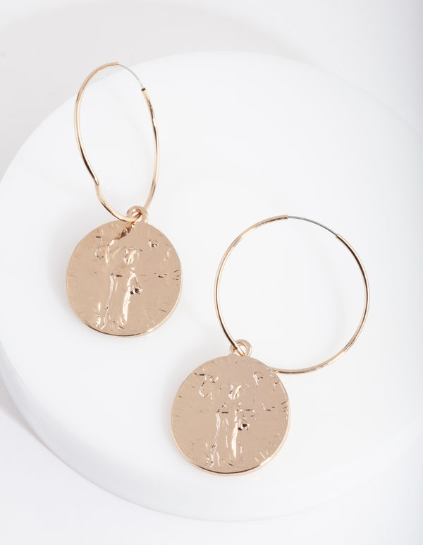 Gold Small Coin Hoop Earrings