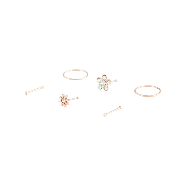 Rose Gold Flower Stud Nose 6-Pack