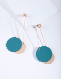 Gold & Green Coated Disc Sandwich Earrings - link has visual effect only