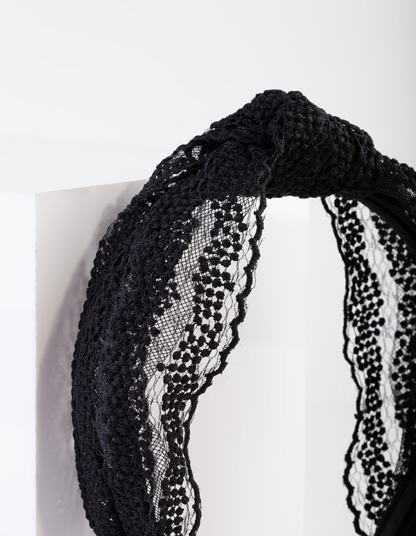 Black Lace Knot Headband