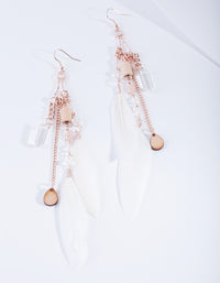 Rose Gold Feather Diamante Drop Earrings - link has visual effect only