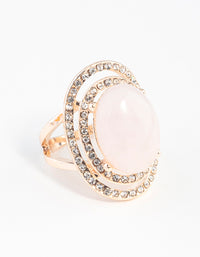 Rose Gold Pink Stone Diamante Ring - link has visual effect only