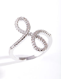 Rhodium Cubic Zirconia Looped Ring - link has visual effect only