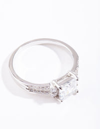 Silver Cubic Zirconia Square Stone Ring - link has visual effect only