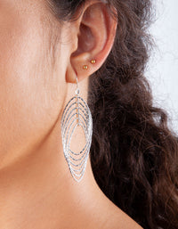 Silver Diamond Cut Multi Layer Drop Earrings - link has visual effect only