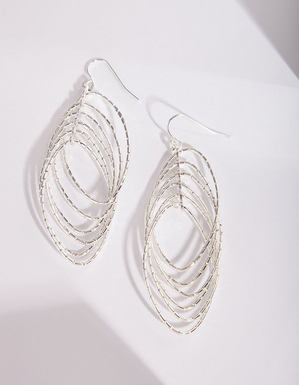 Silver Diamond Cut Multi Layer Drop Earrings