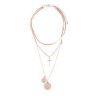 Rose Gold Cross Coin Layered Necklace - link has visual effect only