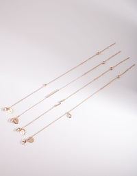 Rose Gold Lightning Bolt Bracelet & Anklet 4 Pack - link has visual effect only