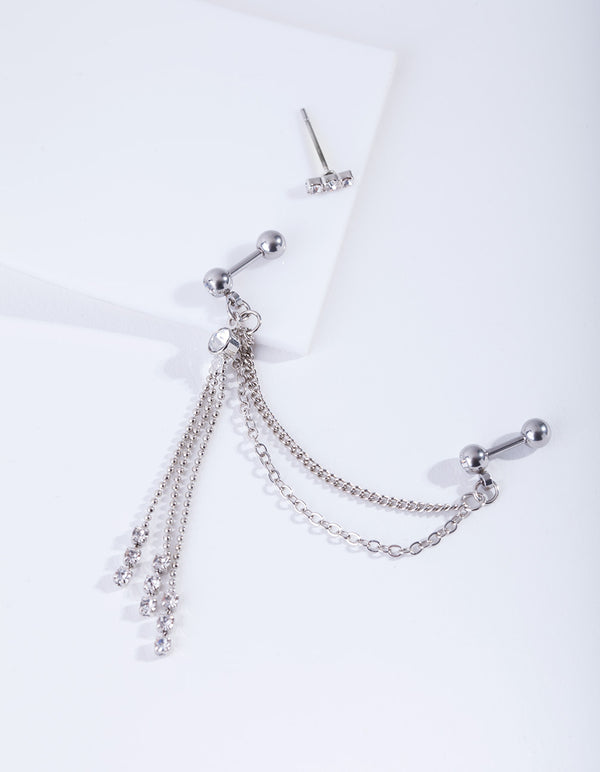 Silver Chain Drape Earrings