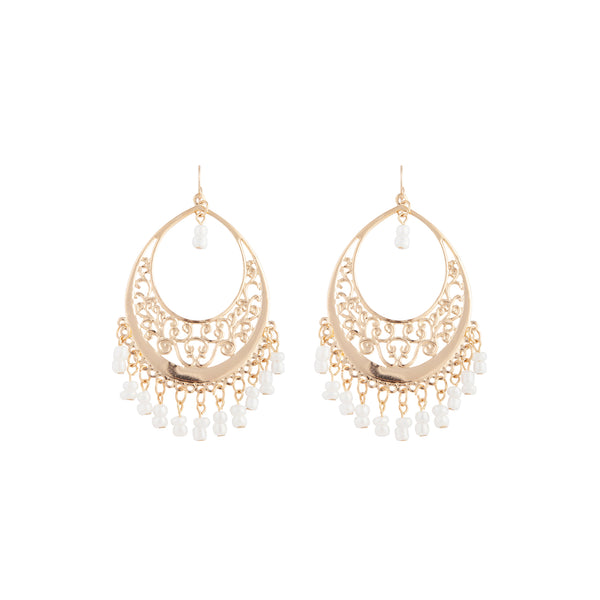 Gold Filigree Teardrop Pearl Chandbali Earrings