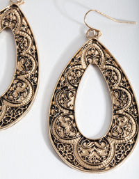 Antique Gold Filigree Teardrop Earrings - link has visual effect only