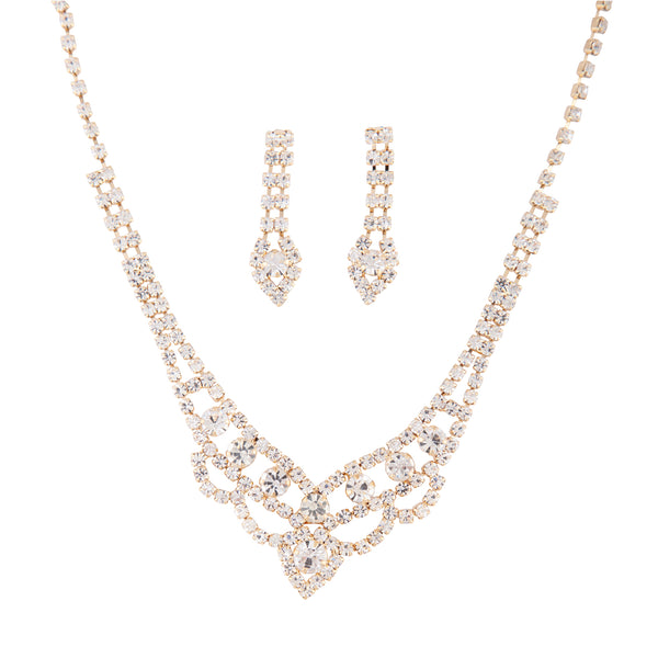 Gold Princess Chain Necklace Earring Set