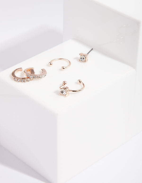 Rose Gold Diamante Cuff Ear Pack