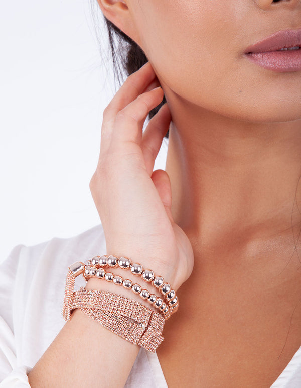 Rose Gold Diamante Crossover Cuff