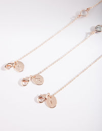 Rose Gold Round Semi Precious Stone Bracelet & Anklet 3 Pack - link has visual effect only