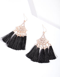 Rose Gold 5 Tassel Fan Drop Earrings - link has visual effect only