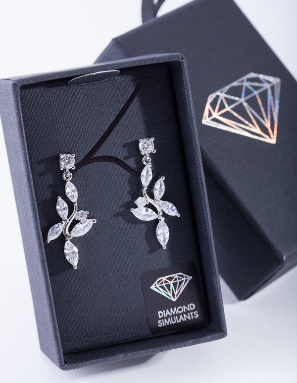 Floral Drop Diamond Simulant Earring