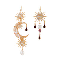 Pearly Celestial Drop Earrings In Gold - link has visual effect only