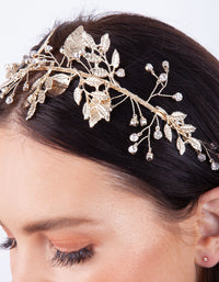 Gold Floral Leaf Wire Headband - link has visual effect only