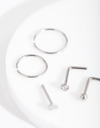 Surgical Steel Fine Cross Nose Piercing 6-Pack - link has visual effect only