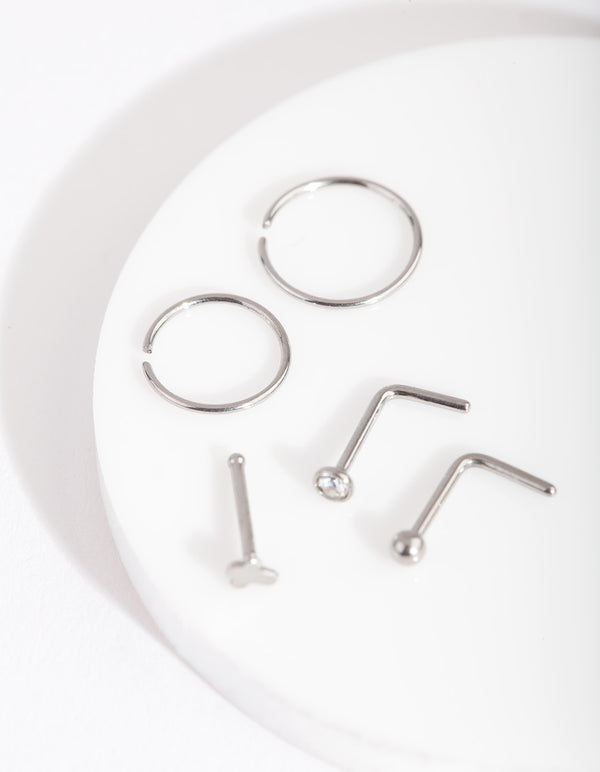 Surgical Steel Fine Cross Nose Piercing 6-Pack