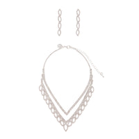 Silver Diamante Leaf Earrings Necklace Set - link has visual effect only