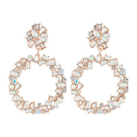 Rose Gold Stone Set Circle Earrings - link has visual effect only