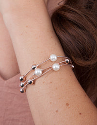 Rose Gold Pearl Bead Station Bracelet - link has visual effect only