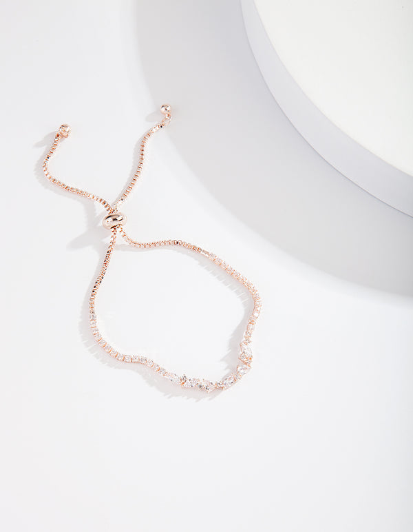 Rose Gold Cubic Zirconia Wave Chain Bracelet