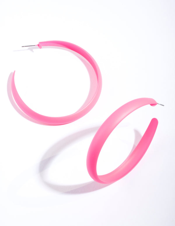 Neon Pink Hoop Earrings