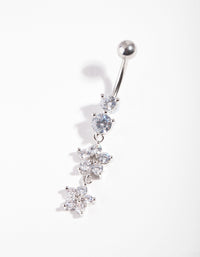 Surgical Steel Double Flower Drop Belly Bar - link has visual effect only