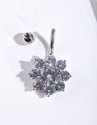 Surgical Steel Cubic Zirconia Flower Belly Bar - link has visual effect only