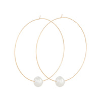 Gold Hoop Pearl Charm Earrings - link has visual effect only