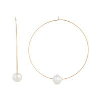 Gold Hoop Pearl Charm Earrings - link has visual effect only