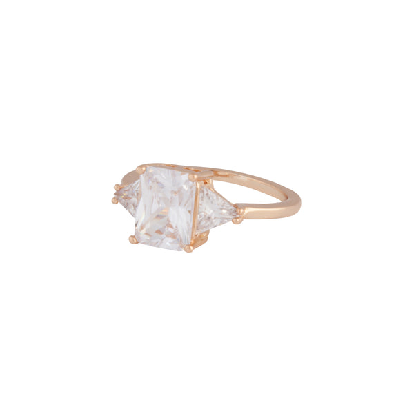 Gold Cubic Zirconia Rectangle Ring