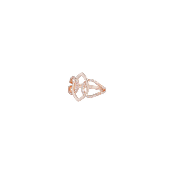 Rose Gold Cubic Zirconia Interlocking Ring