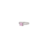 Rhodium Cubic Zirconia Square Stone Double Band Ring - link has visual effect only