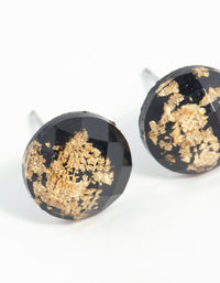 Black Gold Speck Circle Stud Earrings - link has visual effect only