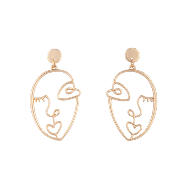 Gold Artist Inspired Face Drop Earrings