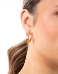 Gold Plated Sterling Silver Flat Edge Hoop Earrings - link has visual effect only